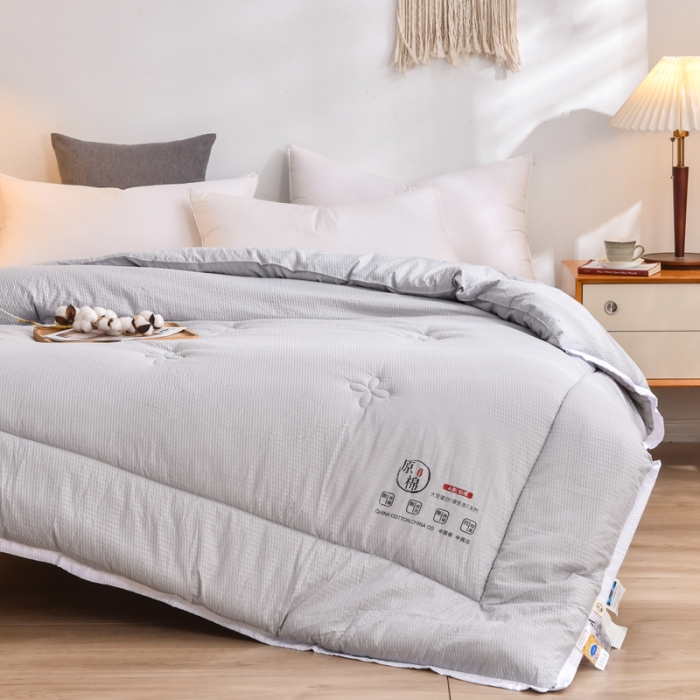 91家纺网 家纺一手货源 找家纺 啊雅家居 2025新款华夫格泡泡纱大豆被 泡泡纱-高级灰