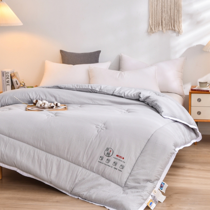 91家纺网 家纺一手货源 找家纺 啊雅家居 2025新款华夫格泡泡纱大豆被 泡泡纱-高级灰