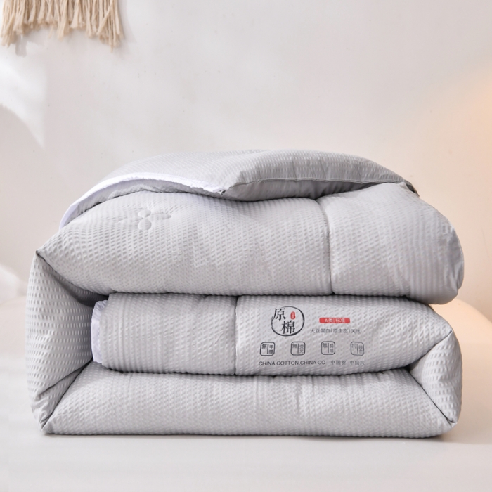 91家纺网 家纺一手货源 找家纺 啊雅家居 2025新款华夫格泡泡纱大豆被 泡泡纱-高级灰