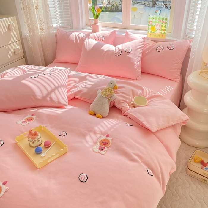 91家纺网 家纺一手货源 找家纺 （总）丝印良品 2023新款专版水洗棉麻毛巾绣四件套