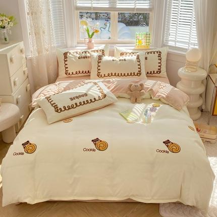 丝印良品 2023新款专版水洗棉麻毛巾绣四件套 曲奇