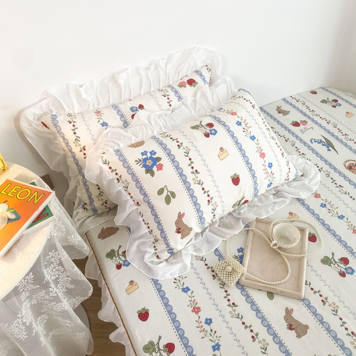 91家纺网 家纺一手货源 找家纺 （总）简宜家居 2023新款40支纯棉小清新A版花边床笠