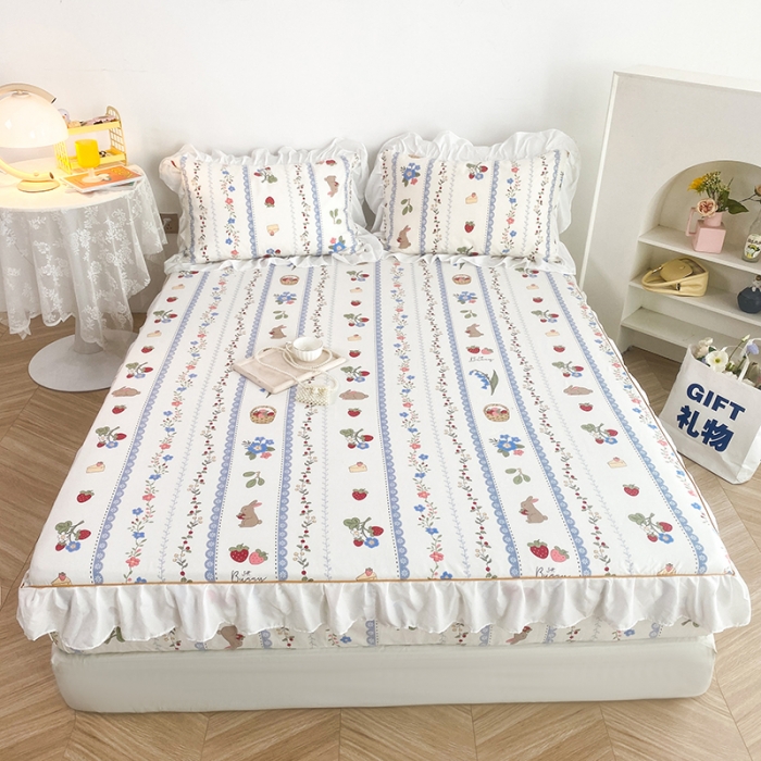 91家纺网 家纺一手货源 找家纺 （总）简宜家居 2023新款40支纯棉小清新A版花边床笠