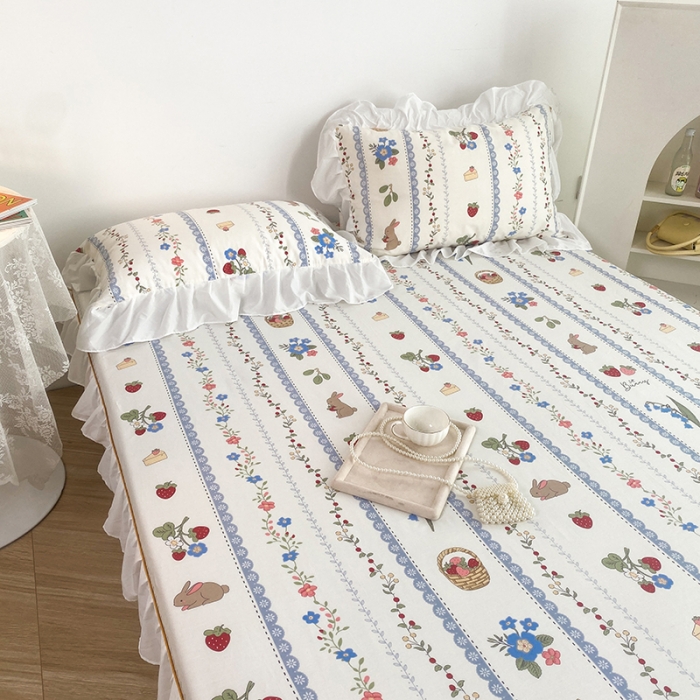 91家纺网 家纺一手货源 找家纺 （总）简宜家居 2023新款40支纯棉小清新A版花边床笠