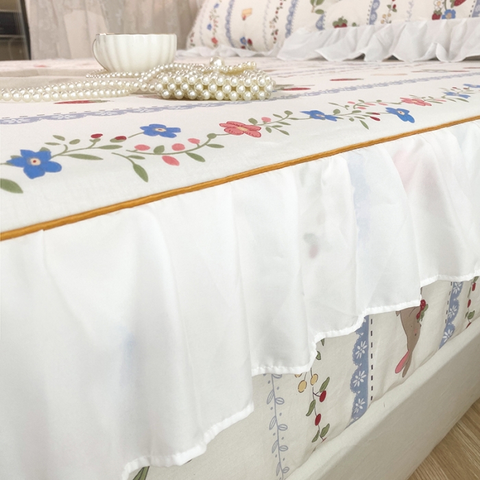 91家纺网 家纺一手货源 找家纺 （总）简宜家居 2023新款40支纯棉小清新A版花边床笠