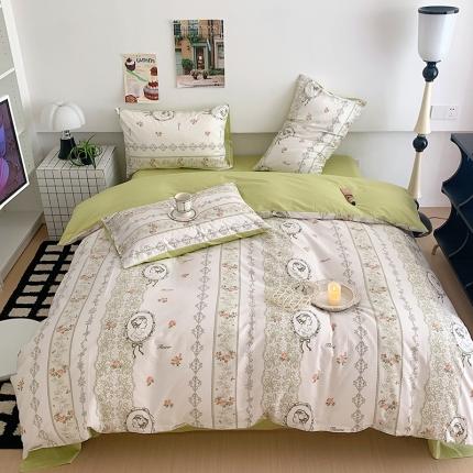 91家纺网 家纺一手货源 找家纺 （总）桃子 2023新款法式复古碎花优雅纯棉系列四件套-场景一