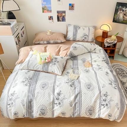 91家纺网 家纺一手货源 找家纺 （总）桃子 2023新款法式复古碎花优雅纯棉系列四件套-场景一