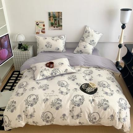 91家纺网 家纺一手货源 找家纺 桃子 2023新款法式复古碎花优雅纯棉系列四件套-场景一 棉-法式浪漫