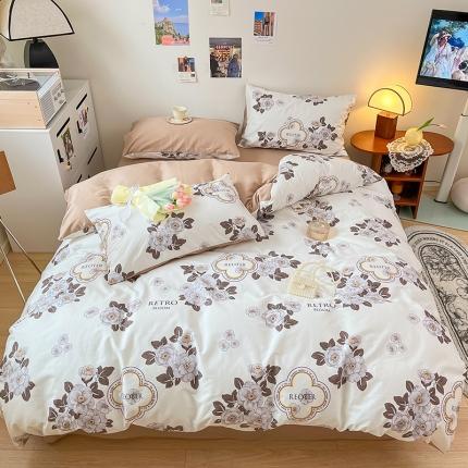 91家纺网 家纺一手货源 找家纺 桃子 2023新款法式复古碎花优雅纯棉系列四件套-场景一 棉-诺兰