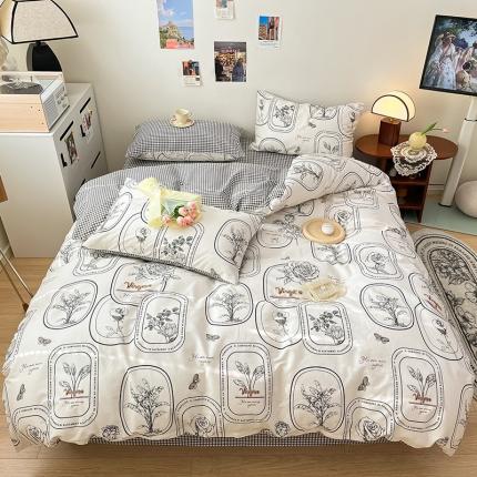 91家纺网 家纺一手货源 找家纺 桃子 2023新款法式复古碎花优雅纯棉系列四件套-场景一 棉-普拉庄园