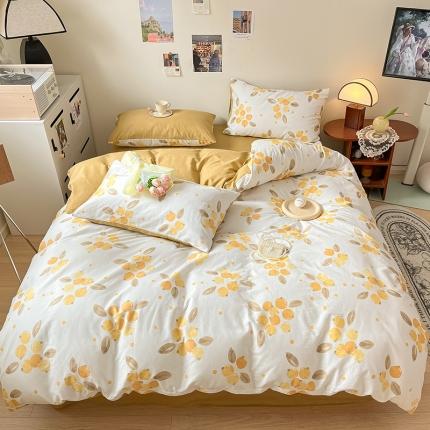 91家纺网 家纺一手货源 找家纺 桃子 2023新款法式复古碎花优雅纯棉系列四件套-场景一 棉-小枇杷