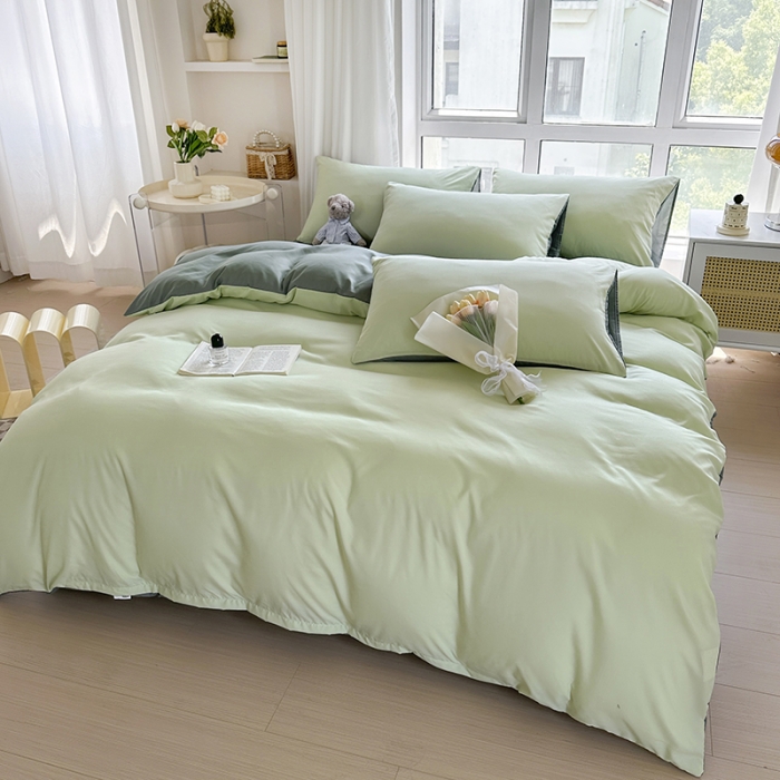 91家纺网 家纺一手货源 找家纺 赫然家纺 2026新款纯色磨毛系列床单款四件套 薄荷绿