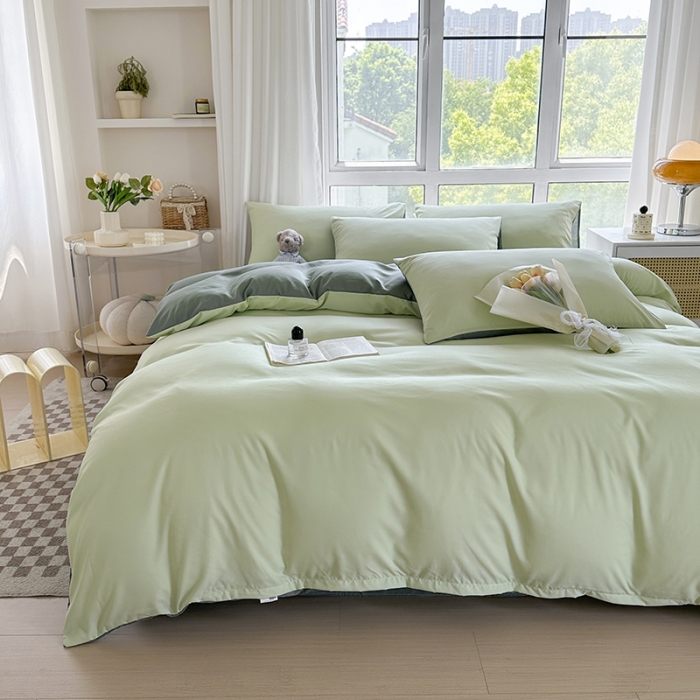 91家纺网 家纺一手货源 找家纺 赫然家纺 2026新款纯色磨毛系列床单款四件套 薄荷绿