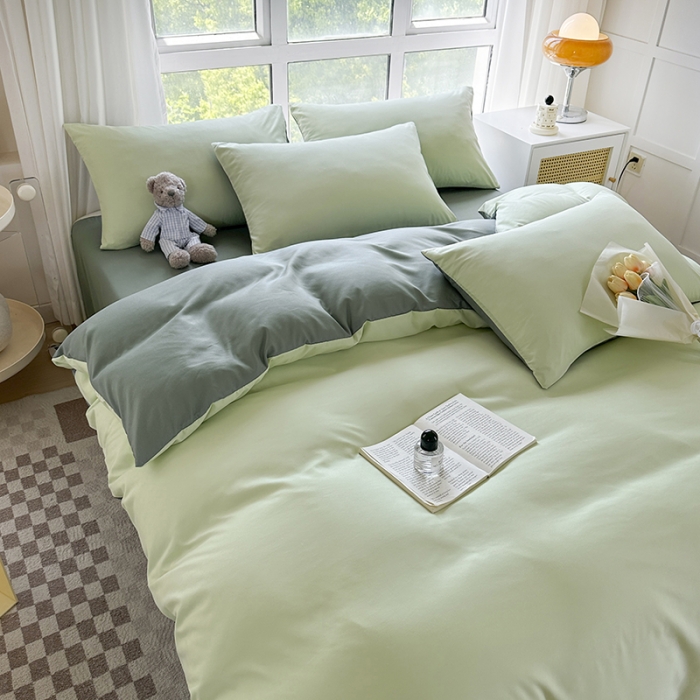 91家纺网 家纺一手货源 找家纺 赫然家纺 2026新款纯色磨毛系列床单款四件套 薄荷绿