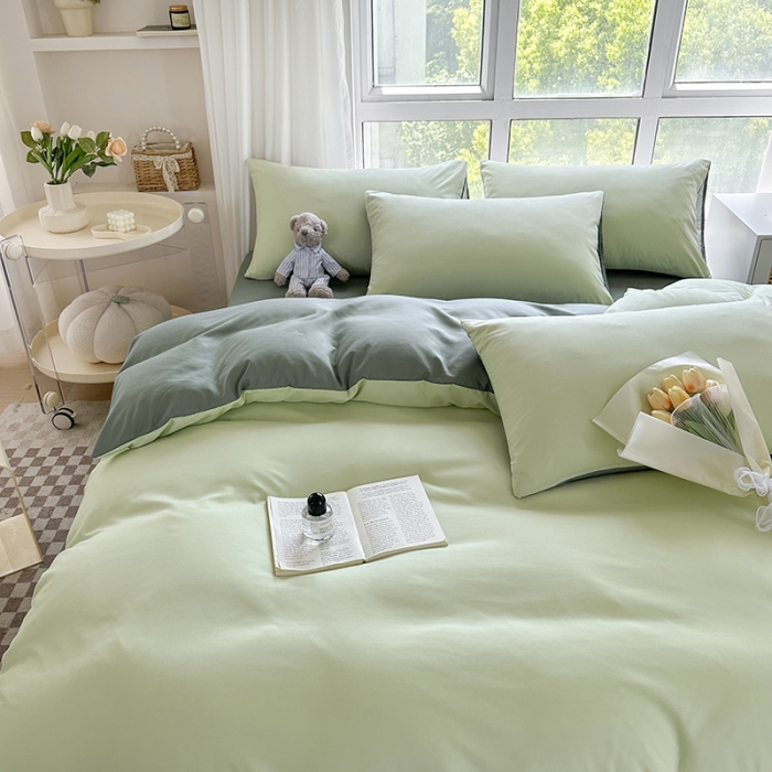 91家纺网 家纺一手货源 找家纺 赫然家纺 2026新款纯色磨毛系列床单款四件套 薄荷绿