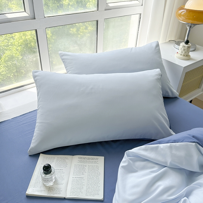 91家纺网 家纺一手货源 找家纺 赫然家纺 2026新款纯色磨毛系列床单款四件套 天蓝+海蓝