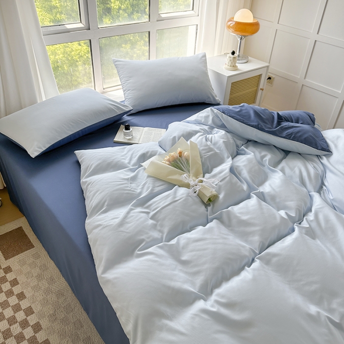 91家纺网 家纺一手货源 找家纺 赫然家纺 新款纯色磨毛系列-单被套 天蓝+海蓝
