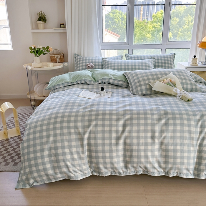 91家纺网 家纺一手货源 找家纺 赫然 130g生态长绒棉贡棉植物羊绒加厚斜纹磨毛四件套 田字格