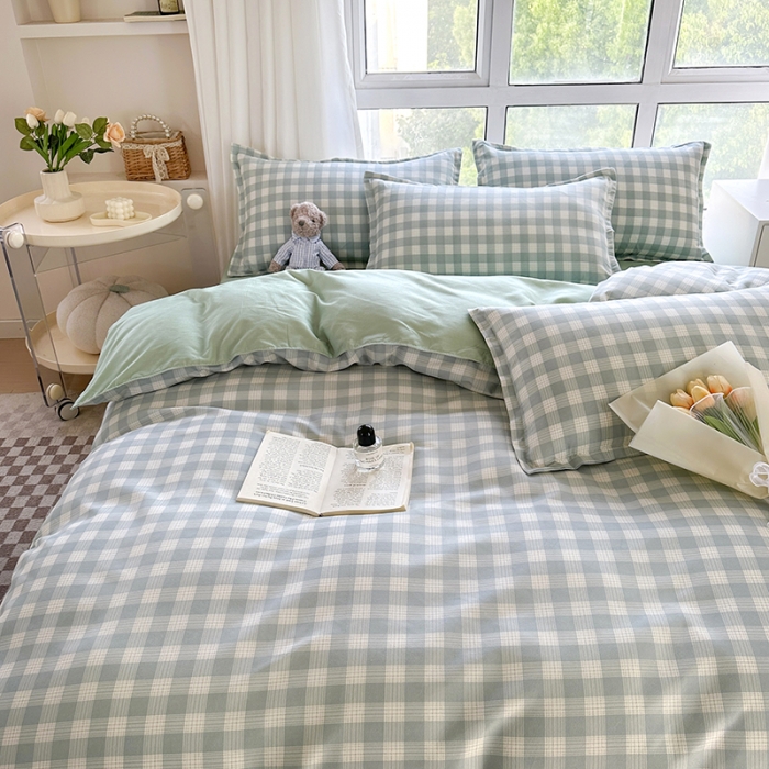 91家纺网 家纺一手货源 找家纺 赫然 130g生态长绒棉贡棉植物羊绒加厚斜纹磨毛四件套 田字格