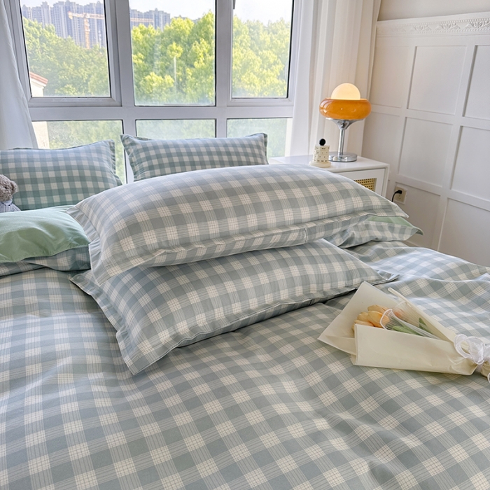 91家纺网 家纺一手货源 找家纺 赫然 130g生态长绒棉贡棉植物羊绒加厚斜纹磨毛四件套 田字格