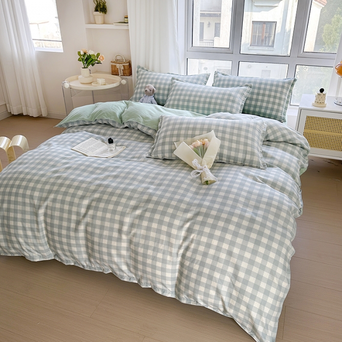 91家纺网 家纺一手货源 找家纺 赫然 130g生态长绒棉贡棉植物羊绒加厚斜纹磨毛四件套 田字格