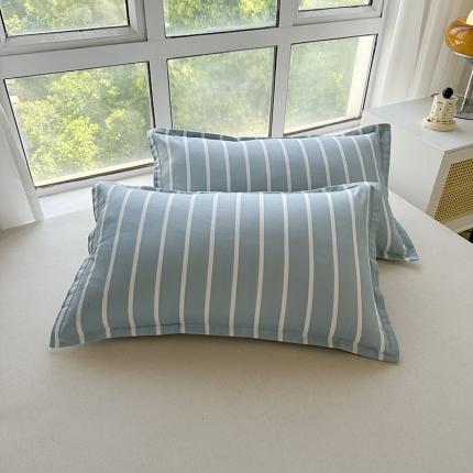 赫然 新款斜纹磨毛单品枕套 蓝宽条