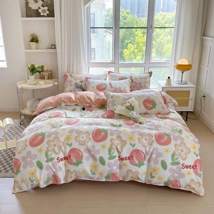 91家纺网 家纺一手货源 找家纺 （总）赫然 130g生态长绒棉贡棉植物羊绒加厚斜纹磨毛四件套