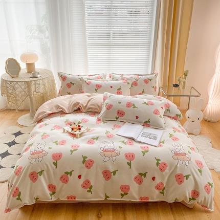 91家纺网 家纺一手货源 找家纺 （总）赫然 130g生态长绒棉贡棉植物羊绒加厚斜纹磨毛四件套