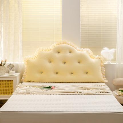 91家纺网 家纺一手货源 找家纺 碧尔家居 2025新款朦胧床头靠垫床上靠枕榻榻米软包靠背抱枕 米黄