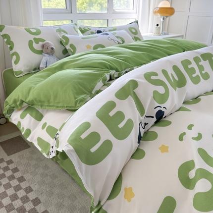 赫然 130g生态长绒棉贡棉植物羊绒加厚斜纹磨毛四件套 幸运狗