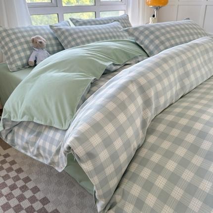 赫然 130g生态长绒棉贡棉植物羊绒加厚斜纹磨毛四件套 田字格