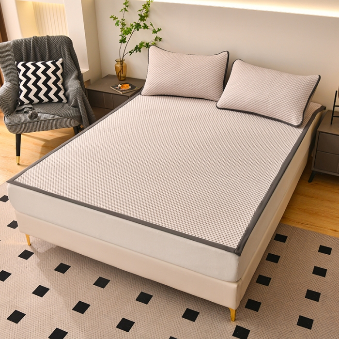 91家纺网 家纺一手货源 找家纺 梦初语 2023新款冰豆豆凉席 卡其