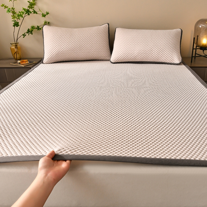 91家纺网 家纺一手货源 找家纺 梦初语 2023新款冰豆豆凉席 卡其