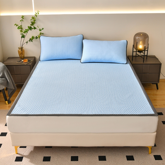 91家纺网 家纺一手货源 找家纺 梦初语 2023新款冰豆豆凉席 天蓝