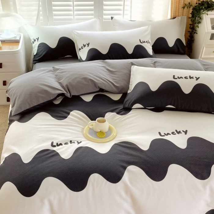 91家纺网 家纺一手货源 找家纺 金鑫汇 2022新款喷气全棉被套1波浪世界