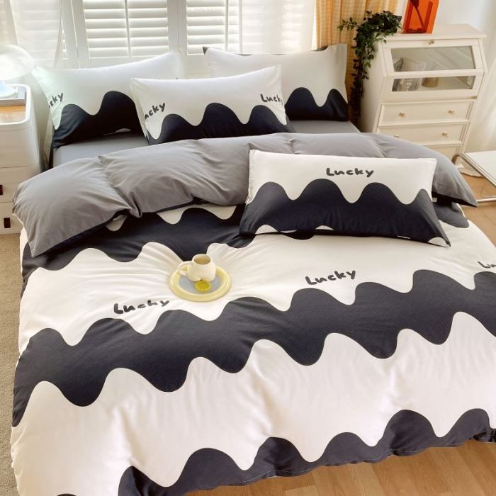 91家纺网 家纺一手货源 找家纺 金鑫汇 2022新款喷气全棉被套1波浪世界