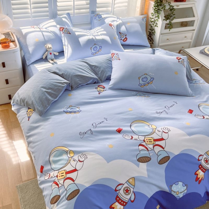 91家纺网 家纺一手货源 找家纺 金鑫汇 2022新款喷气全棉被套翱翔太空