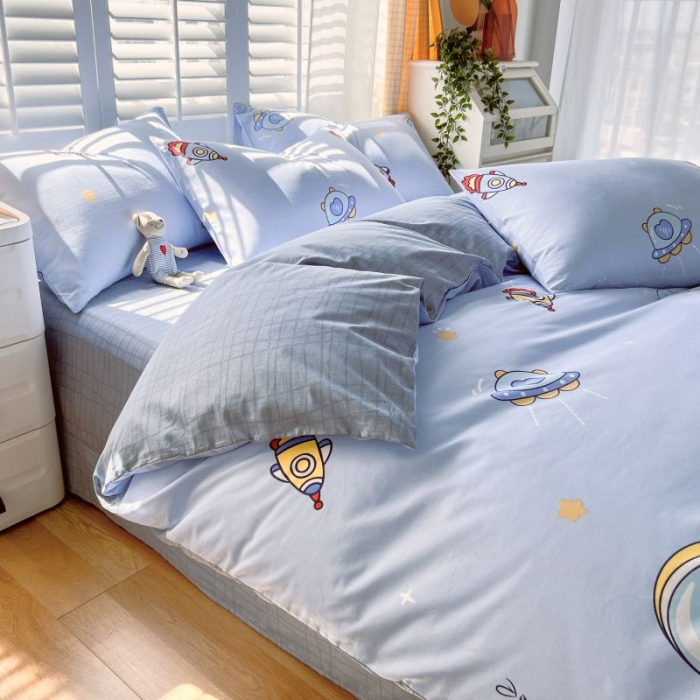 91家纺网 家纺一手货源 找家纺 金鑫汇 2022新款喷气全棉被套翱翔太空