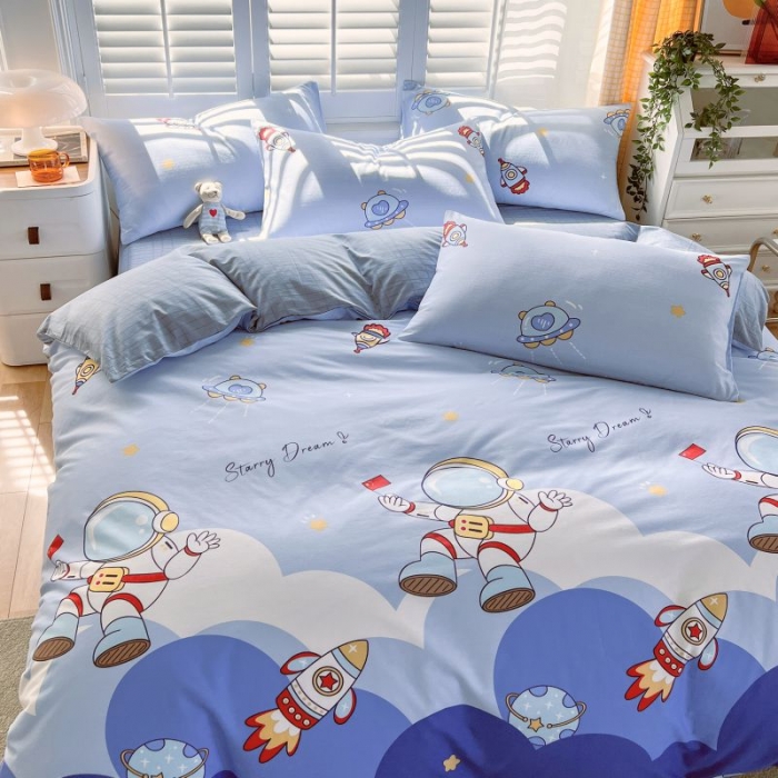 91家纺网 家纺一手货源 找家纺 金鑫汇 2022新款喷气全棉被套翱翔太空