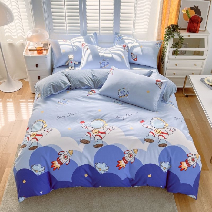 91家纺网 家纺一手货源 找家纺 金鑫汇 2022新款喷气全棉被套翱翔太空