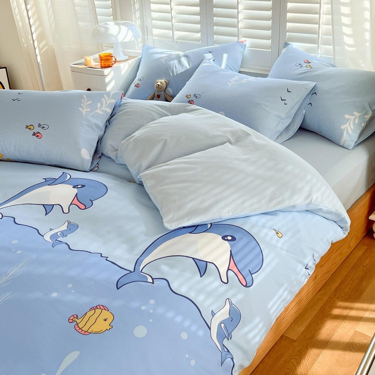 91家纺网 家纺一手货源 找家纺 金鑫汇 2022新款喷气全棉被套海洋世界