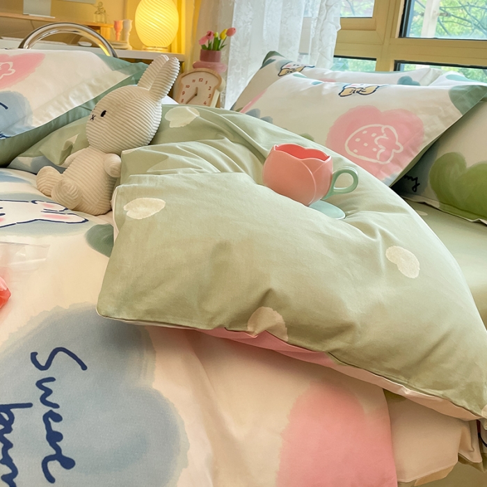 91家纺网 家纺一手货源 找家纺 金鑫汇 2022新款喷气全棉被套心心念念