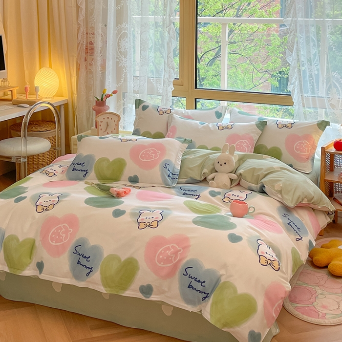 91家纺网 家纺一手货源 找家纺 金鑫汇 2022新款喷气全棉被套心心念念