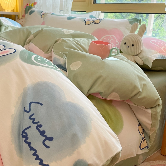 91家纺网 家纺一手货源 找家纺 金鑫汇 2022新款喷气全棉被套心心念念