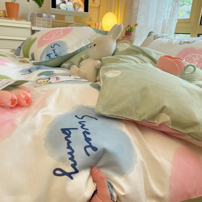 91家纺网 家纺一手货源 找家纺 金鑫汇 2022新款喷气全棉被套心心念念