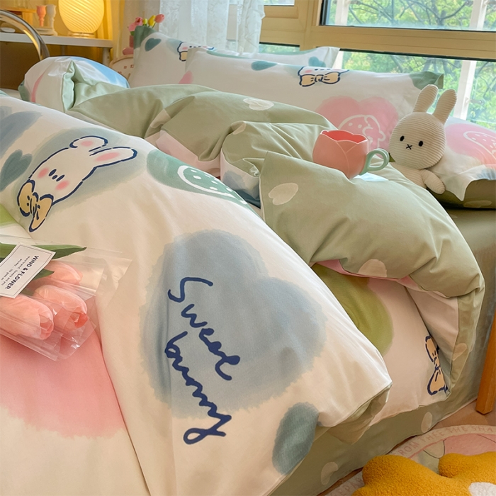 91家纺网 家纺一手货源 找家纺 金鑫汇 2022新款喷气全棉被套心心念念