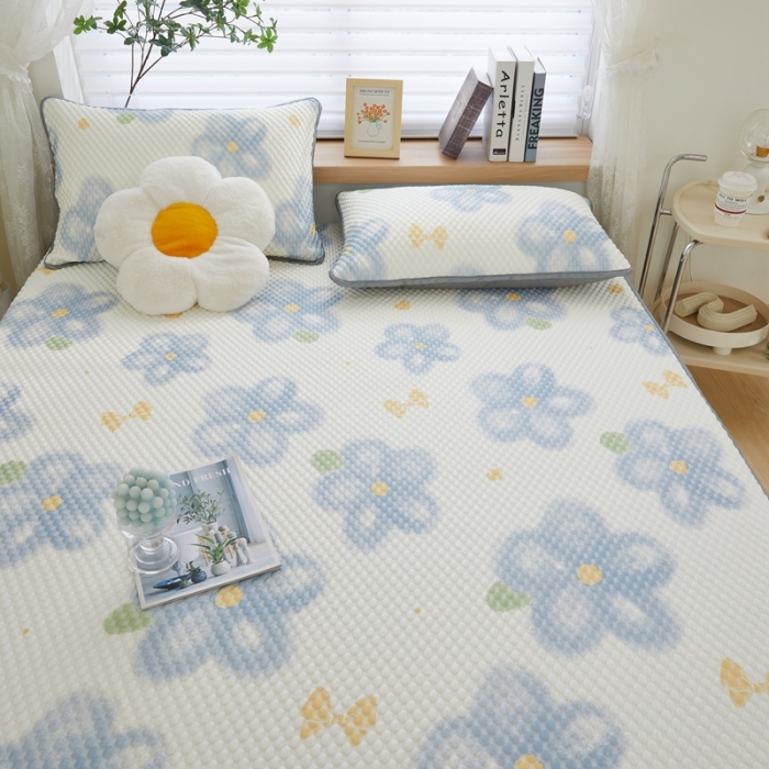 91家纺网 家纺一手货源 找家纺 云家 2023新款3D冰豆豆凉席三件套床笠款席子凉席空调席软席-场景二 向漾花