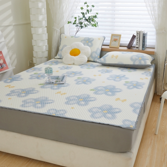 91家纺网 家纺一手货源 找家纺 云家 2023新款3D冰豆豆凉席三件套床笠款席子凉席空调席软席-场景二 向漾花