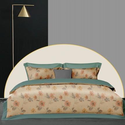 91家纺网 家纺一手货源 找家纺 威克凯丽 2023新款全棉活性生态磨毛四件套 贝丽花都-米