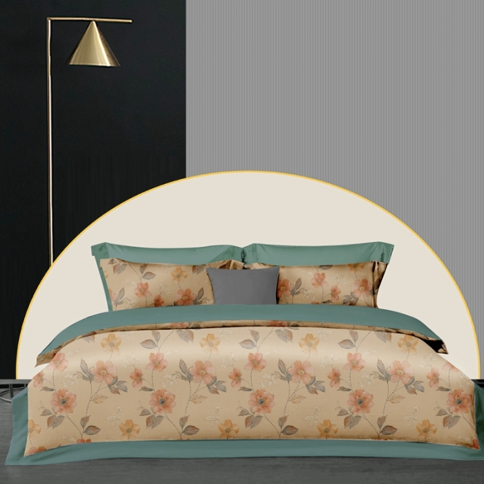 91家纺网 家纺一手货源 找家纺 威克凯丽 2023新款全棉活性生态磨毛四件套 贝丽花都-米